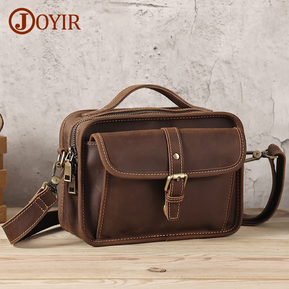 JOYIR Genuine Leather Small Messenger Bag for Men Vintage Shoulder Crossbody Bags for Work Business Travel