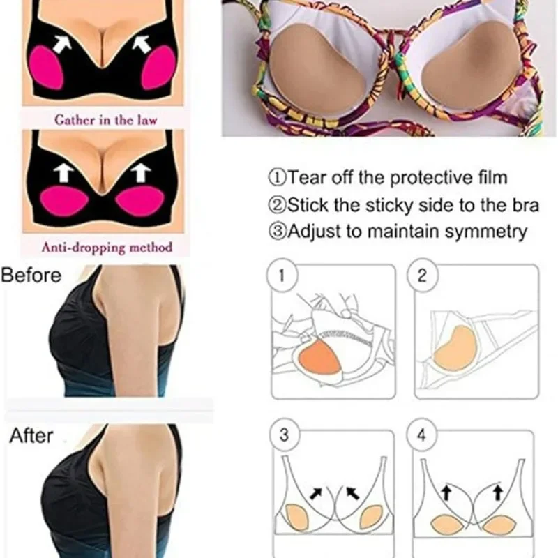 Push Up Bra Cups Pads Women Soft Chest Pad Underwear Adhesive Liners Silicone Breast Enhancers Lingerie Invisible Nipple Cover