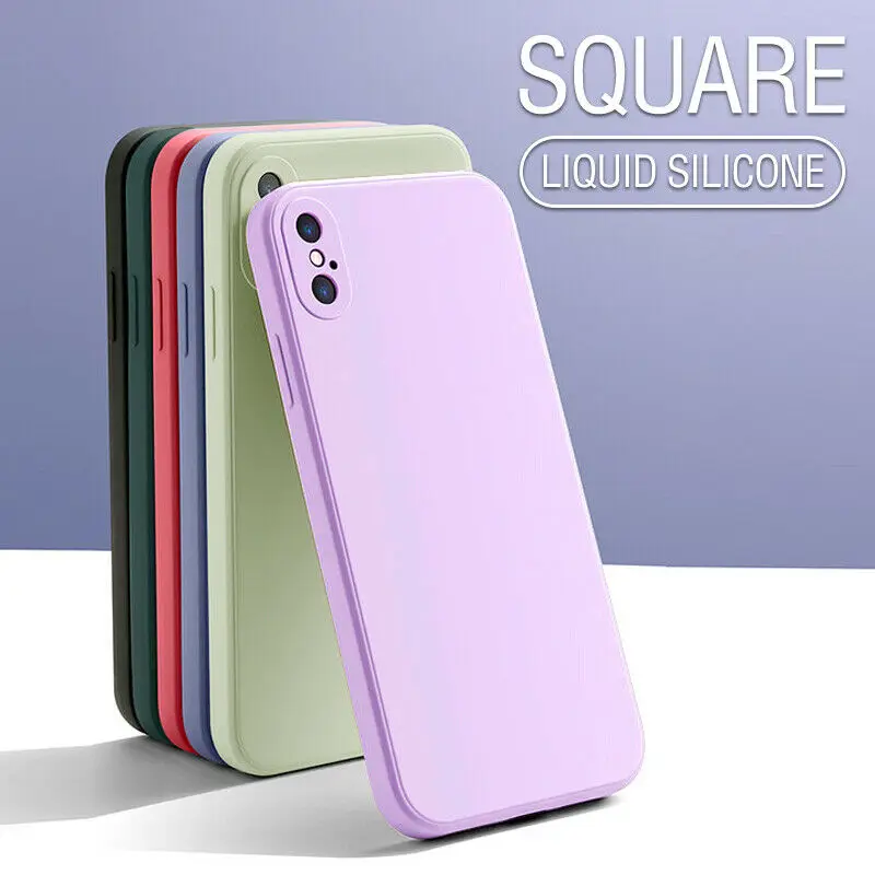 Sleek Liquid Silicone Square Phone Case - Soft, Thin, and Durable Cover in Black