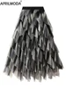 2024 Gradient Mesh Irregular Midi Long Casual Skirt High Elastic Ruffle Patchwork Rainbow Party Summer Holiday Bride Tutu Skirts 6