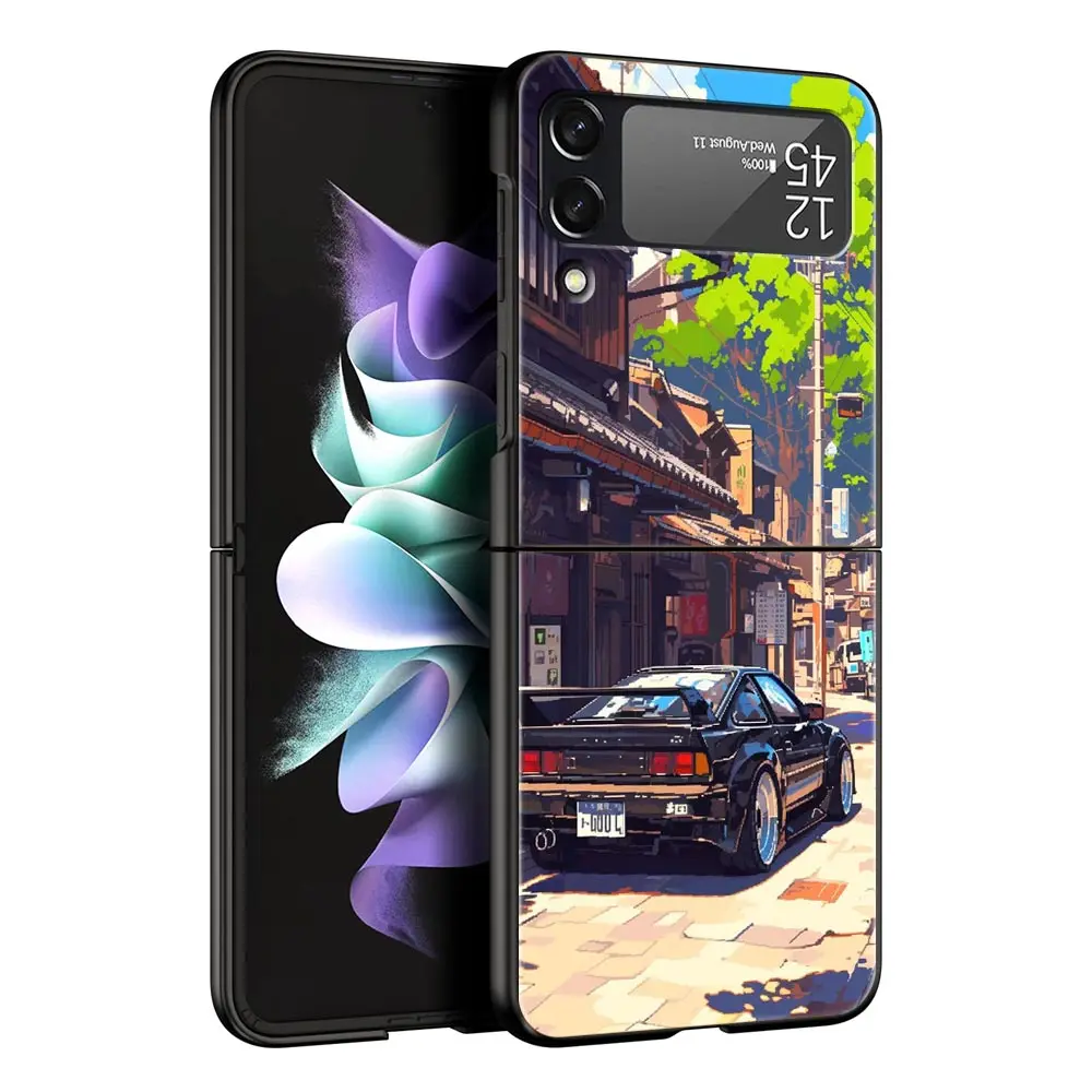 JDM Tokyo Drift Sports Car Black Folding Phone Case