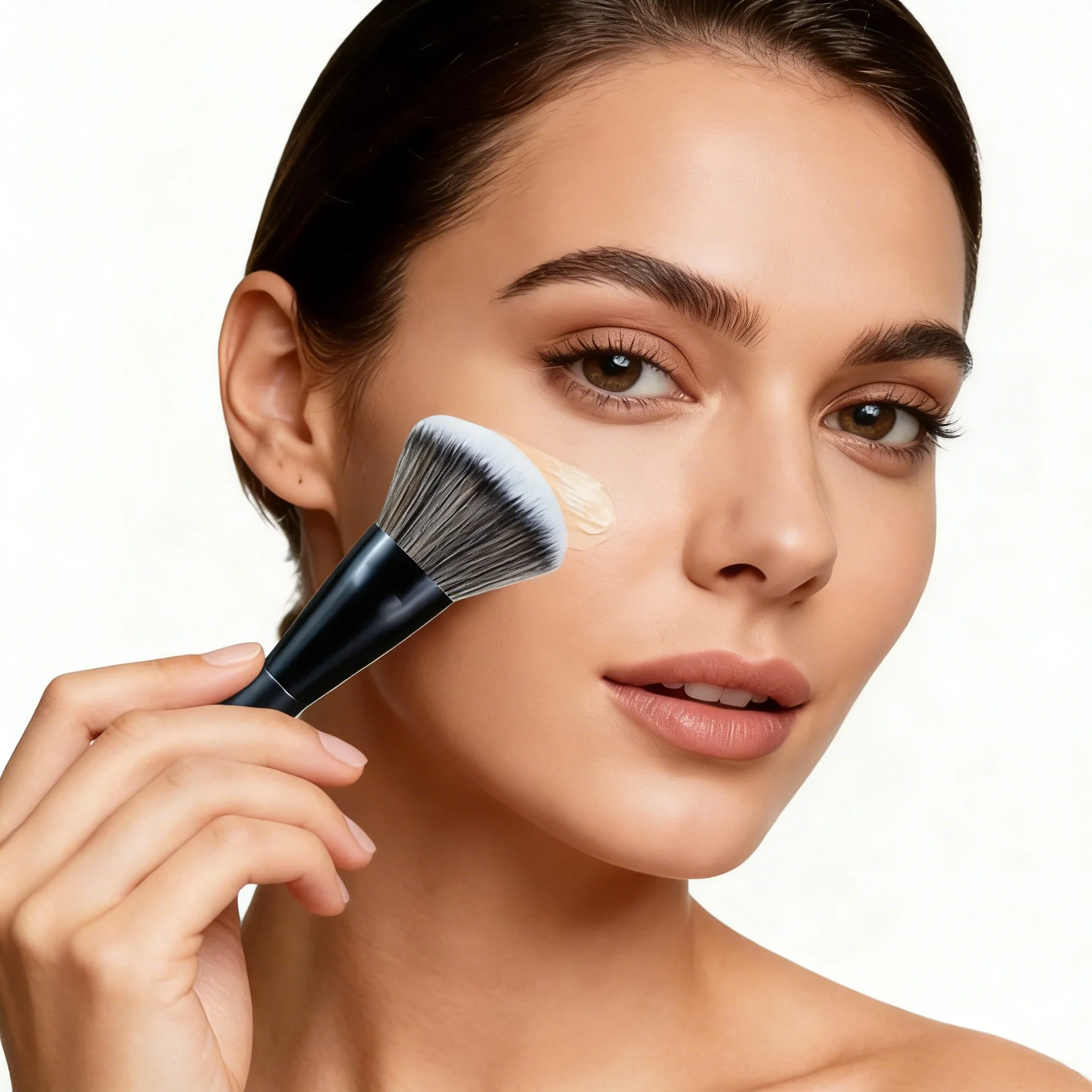 5-Piece Facial Makeup Brush Set: Foundation Brush, Powder Brush, Blush Brush, Concealer Brush, Contour Brush, Blending Brush. High-End Makeup Brushes with Oil-Sprayed Handles for a Comfortable Feel. P - 5