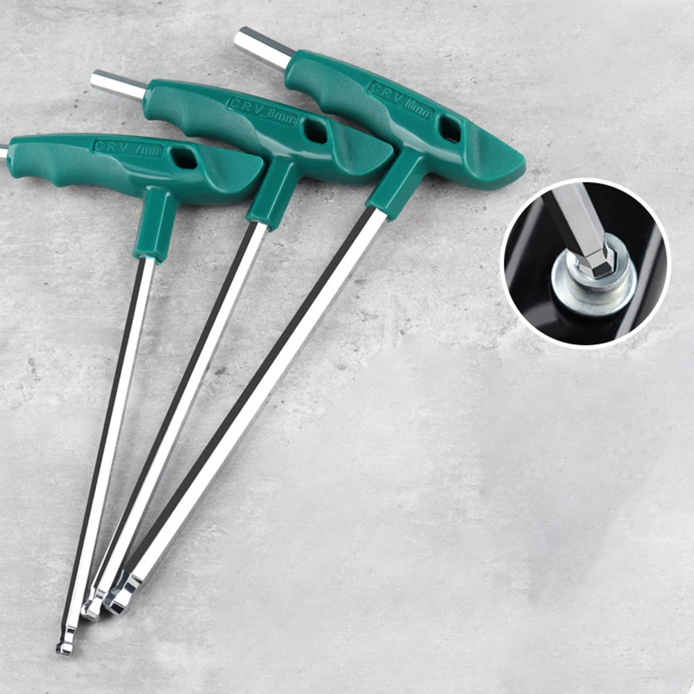 새로운 실용적인 헥스 키 세트 T-핸들 헥스 앨런 키 나사 드라이버 스패너 마스터 키 헥스 렌치 2mm-10mm T-핸들 앨런 키