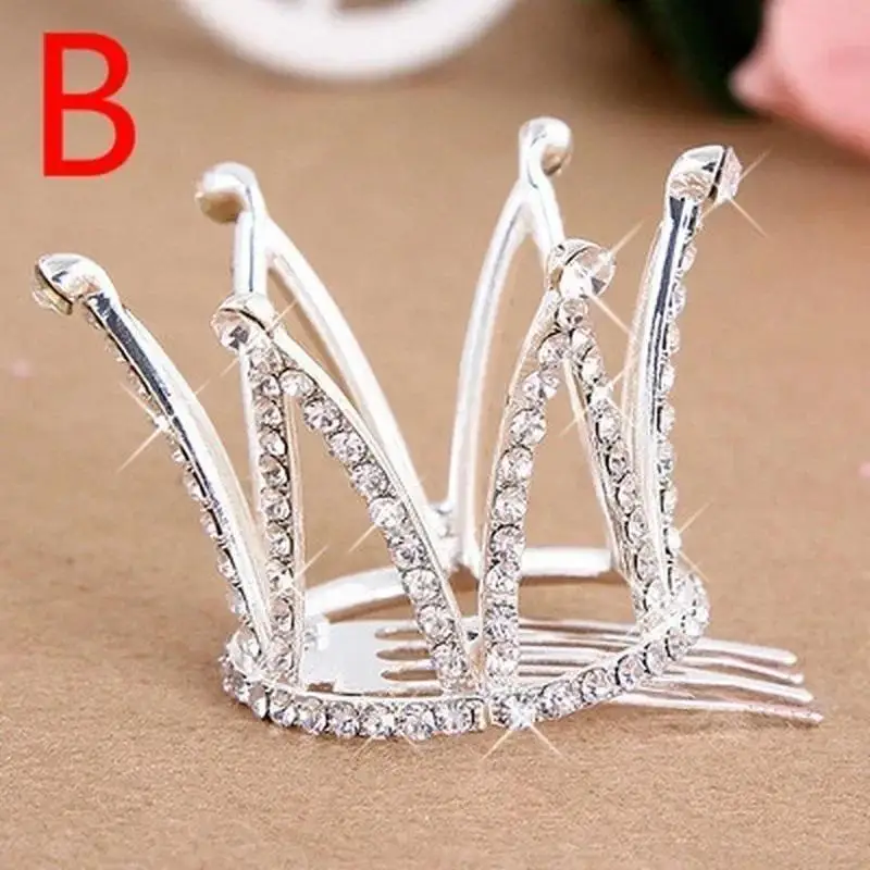 Fashion Luxury Silver Design Girl Crown Suitable Children Brithday Princess Crown Pretty Shiny Hair Ornament Versatile Hair Band