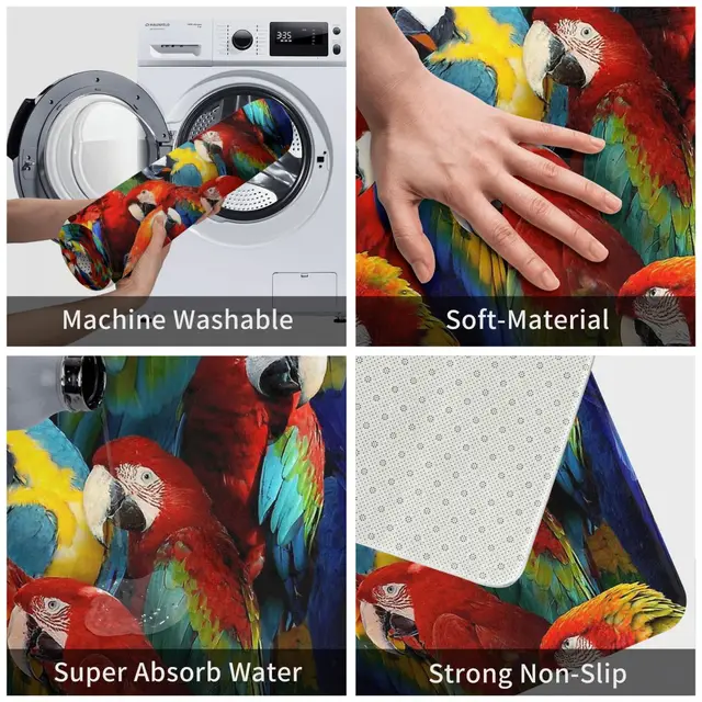 Állati Mém Fürdőszőnyeg Papagájok Ajtóágy Nappali Szőnyeg Bejárat Ajtó Otthon Dekoráció - Image 4