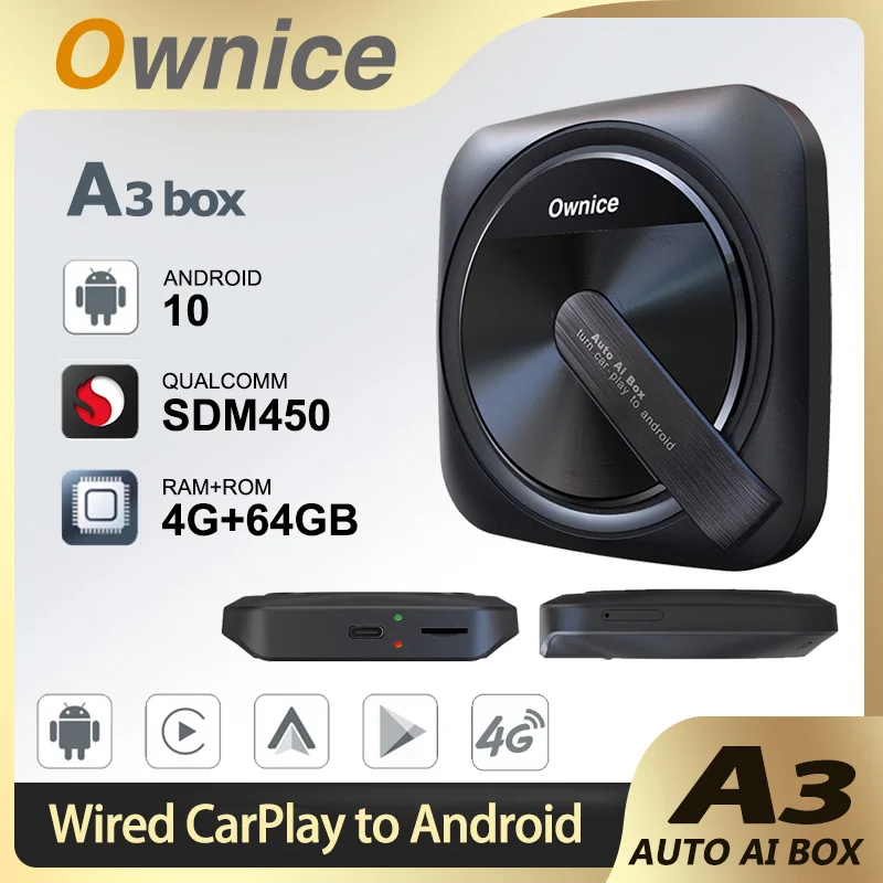 Ownice A3 Cablato Carplay A Android Box Wireless Carplay Android Auto Per Netflix Spotify Youtube Iptv Per Toyota Nissan Mazda Vw