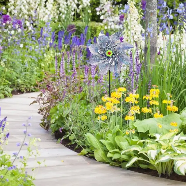 10Db1Pc50Cm Madárcsökkentő Csapok 5 Levelek Fényvisszaverő Szikrázó Madár Szélmalom Védelem A Kerti Növényi Gyep Dekoráció - Image 3