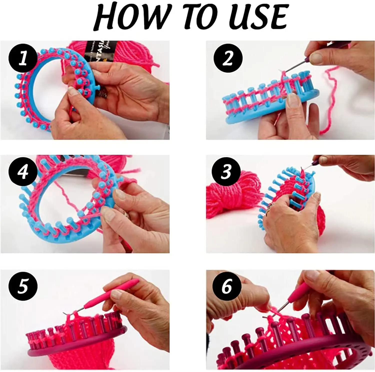 【在庫処分】 Plastic Round Knitting Loom Set With Looming Hook And Needle