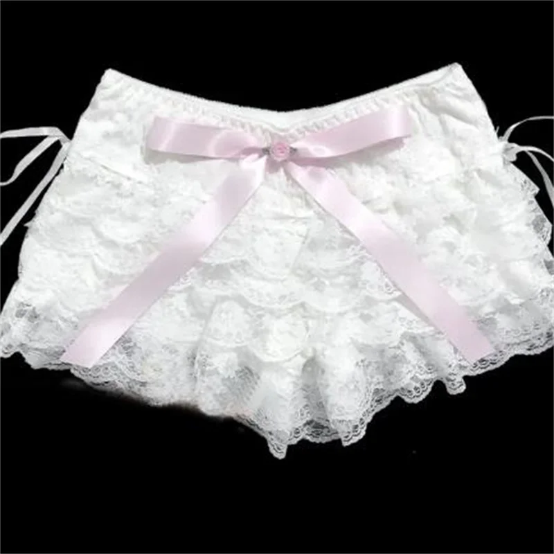 

Harajuku Lace Shorts Women Ribbons Flower Ruffles Elastic Waist Cute Cake Shorts Lolita Shorts for Sweet Girls Kawaii Clothes