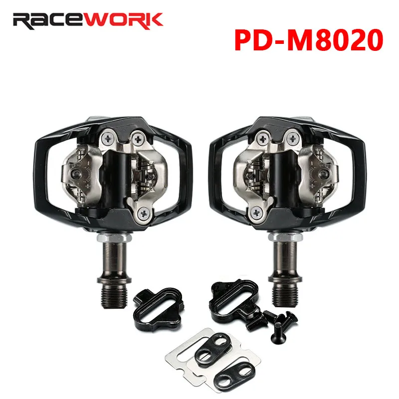 RACEWORK-Mountain Bike Pedal Clip com grampos, bicicleta automática para os pés, alumínio Paddle rolamentos peças, MTB PD M8020 RACEWORK-Mountain Bike Pedal Clip com grampos, bicicleta automática para os pés, alumínio Paddle rolamentos peças, MTB PD M8020