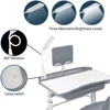 Kids Desk and Chair Set, Children School Study Desk with Tilt Desktop, Bookstand, LED Lamp, for Boys Girls, (Grey) 4