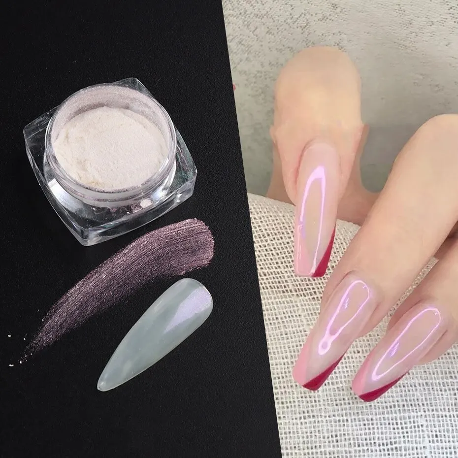 Nail Art Diamond Shell Pink Translucent Auroral Moonlight Glitter Shell Magic Color Glitter Nail Art Decoration