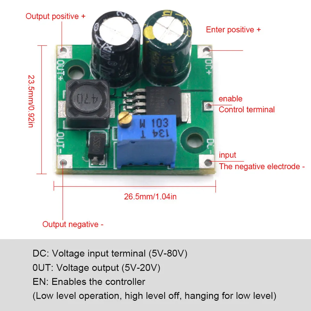 XL7015 DC-DC Power Converter Module Adjustable Step Down Power Module 5-80V Wide Voltage Input Power Voltage Converter Module