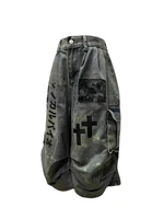 Summer Women Goblin Core Cross Denim Jorts Shorts Y2k Calf-Length Jean Pants Trashy Y2K Abi Japanese Cyber Punk Grunge Unisex - Image 3
