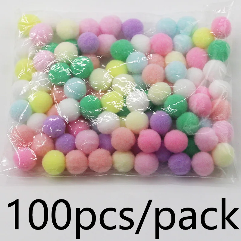 (100Pcs/pack)15mm High Elastic Plush Ball Colorful Christmas Balls Clothing Accessories Children's DIY Decorative Cat Toys