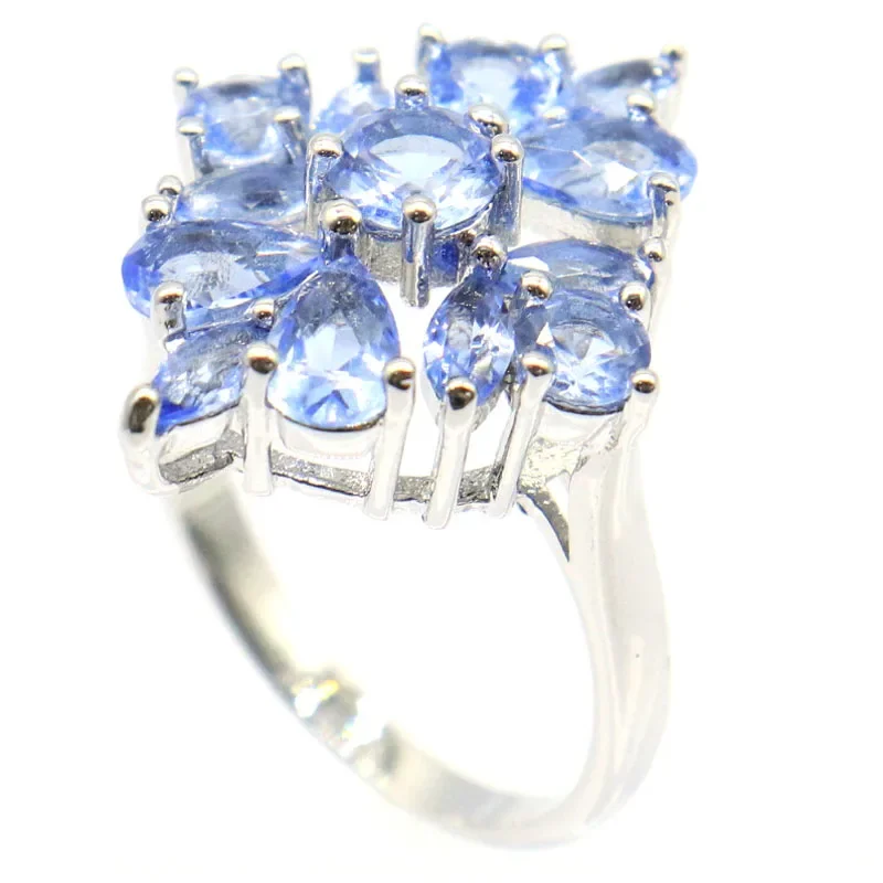 5g Customized 925 SOLID STERLING SILVER  Rings Gorgeous Rich Blue Violet Tanzanite Iolite Tanzanite Woman's Present Sz 6-11