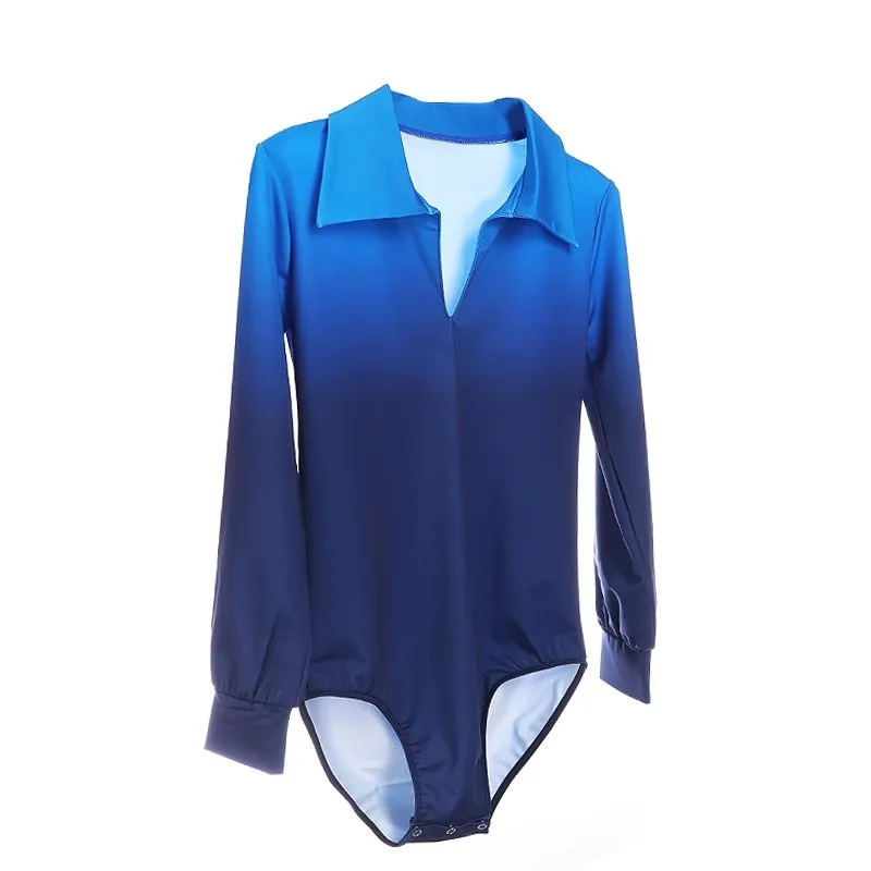 Nasinaya Boys Man Figure Skating Performance Clothing Competition Ice Skating Leotard Kids Blue Gradient