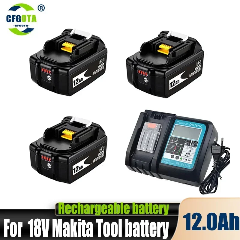 

New 100% Original for Makita 18V 12000mAh Rechargeable Power Tools Battery with LED Li-ion Replacement LXT BL1860B BL1860 BL1850