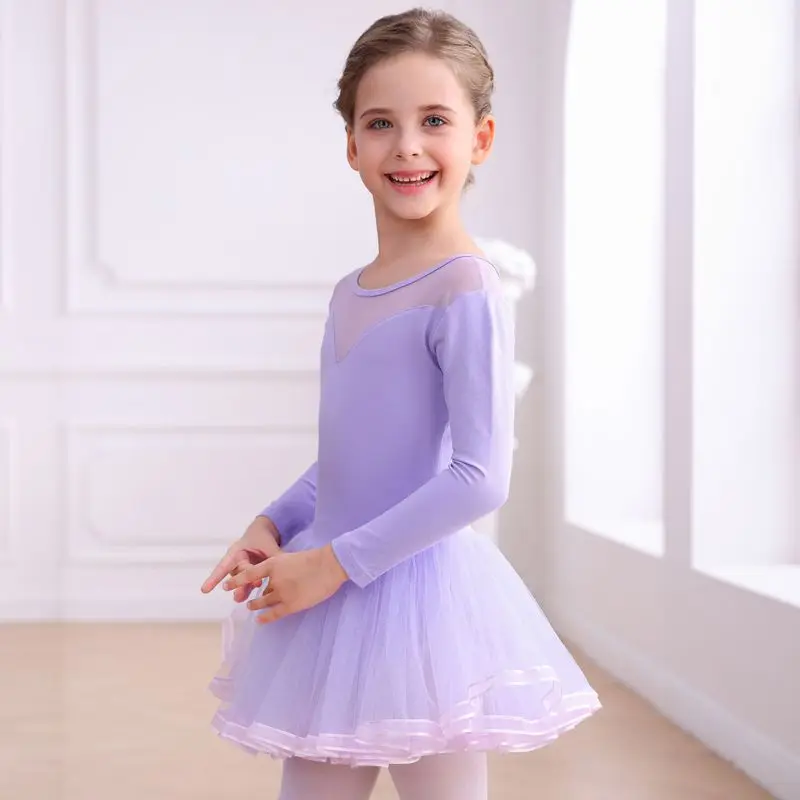Girls Dancewear Short-sleeved Practice Clothes Tutu Girls Chinese Dance Clothes Ballet Dress Gymnastics Clothing