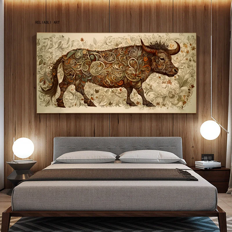 

Art Decoration Painting Abstract Cartoon Bull Picture Canvas Poster Modern Bedrooms Decor Living Room Wall Art Picture Print