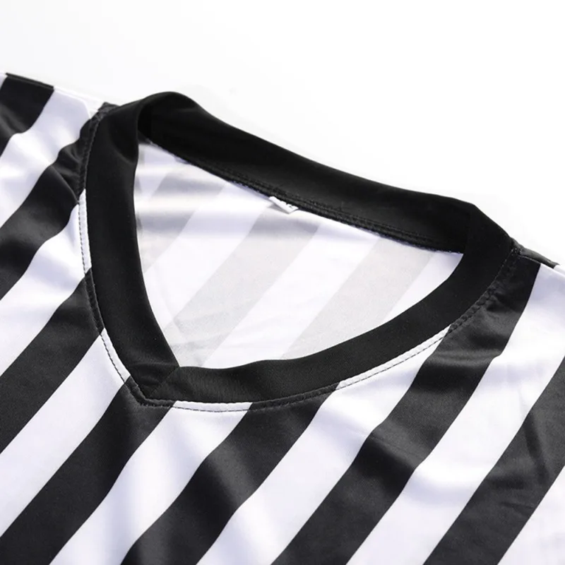 Men Stripe Basketball Referee Uniform Volleyball Referee Uniform T-shirt Deformation Resistance Comfortable Sportswear