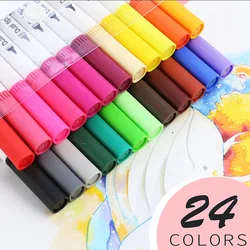 Colored Art Marker Set - Double-Headed Brush Pens for Sketching and Drawing (24 Colors)