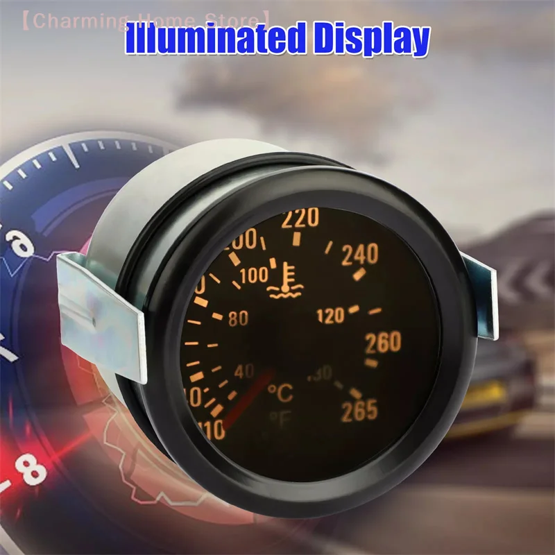 【M】2인치 52MM 기계식 40-130 ℃ /110-265 ℉ 수온계 12V 수온 게이지 자동차 계기판 센서 포함 NPT 1/2