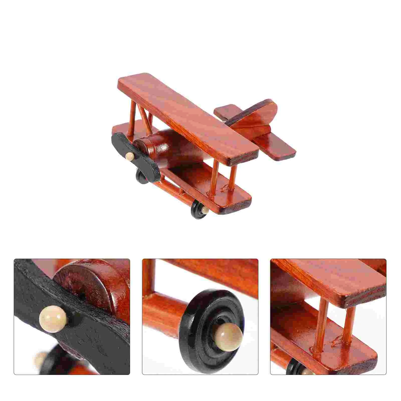 

Wooden Airplane Model Vintage Plane Wooden Crafts Retro Airplane Figurines Propeller Airplane Decoration Wood Aircraft