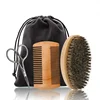 Two-sided Boar Bristle Men's Shaving Brush Portable Barber Natural Beech Beard Brushes Comb for Facial Cleaning Mustache Tools 1