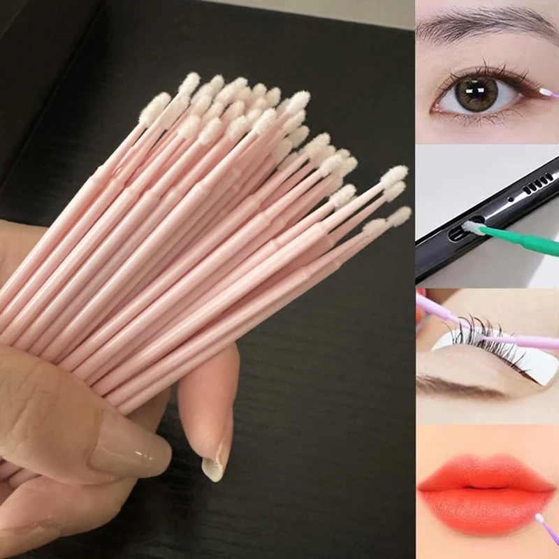 

100pcs Micro Brushes Cotton Swab Eyelash Extension Disposable Eye Lash Glue Cleaning Brushes Applicator Sticks Makeup Tools