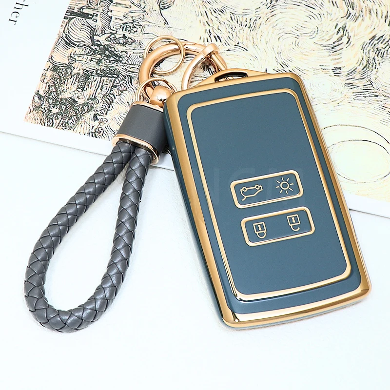 Key Case Cover Key Case For Renault Captur Koleos Kadjar Zoe Arkana Espace Clio Megane Grand Scenic Sandero Dacia Anti-dust Card Car Key Case Cover