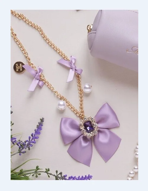 Japanese Style Sweet and Cute Women's New Suitcase Ornaments Fashion All-Match Pearl Diamond Ribbon Bag Chain Suitcase Ornaments