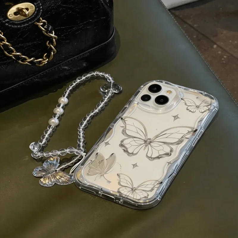 Cute Butterfly Bracelet Chain Phone Cover Case