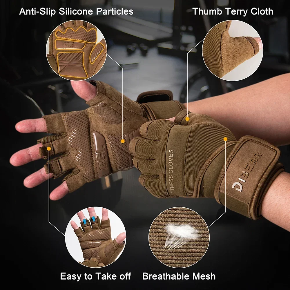 Sport Gloves Weight Lifting Gloves Weightlifting Gloves Half Finger Gym Gloves Weightlifting Dumbbell Training Anti-Slip Fitness Wrist Support Workout Crossfit Exercise