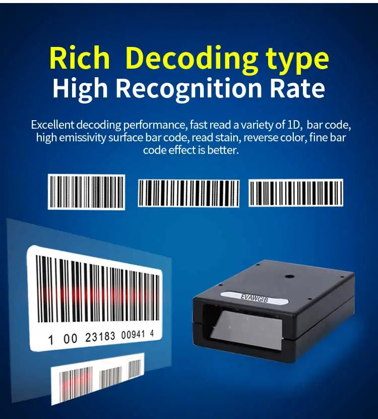 EVAWGIB EV-X620 1D Laser Barcode Scanner Fixed Module Embedded Engine Installed Reassembled USB TTL RS232 Auto-Induction