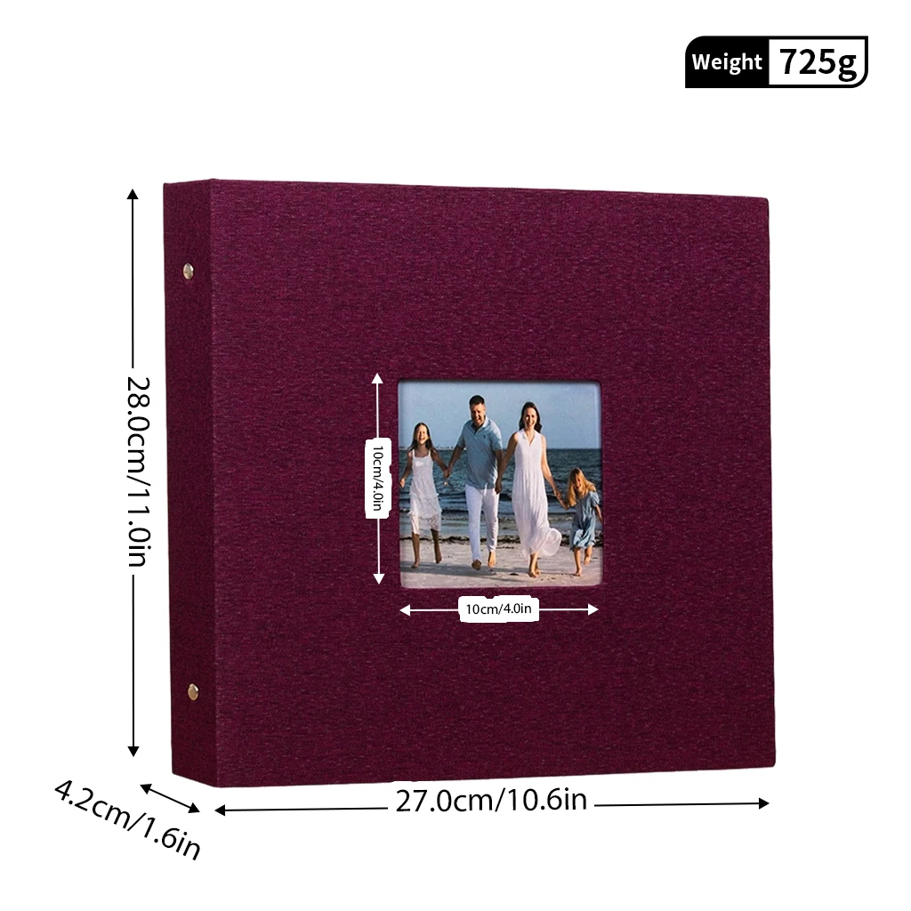 Elegant Self-Adhesive Photo Album with Window Cover - White Fabric Pages, 40-Page Capacity - Ideal for Weddings, Travel, and Baby Memories