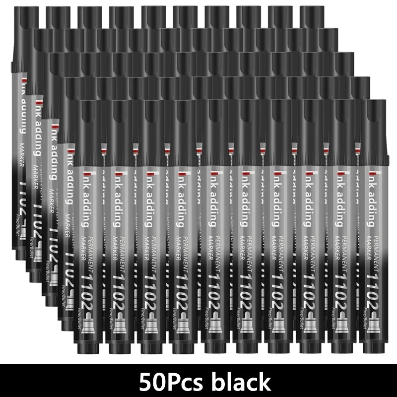 Ink Marker Pens 1/10/100pcs 2mm Red Blue Ink Black Permanent Marker Pens Fine Tip Waterproof Quick Drying Drawing Pens Wood Stone Metal Glass