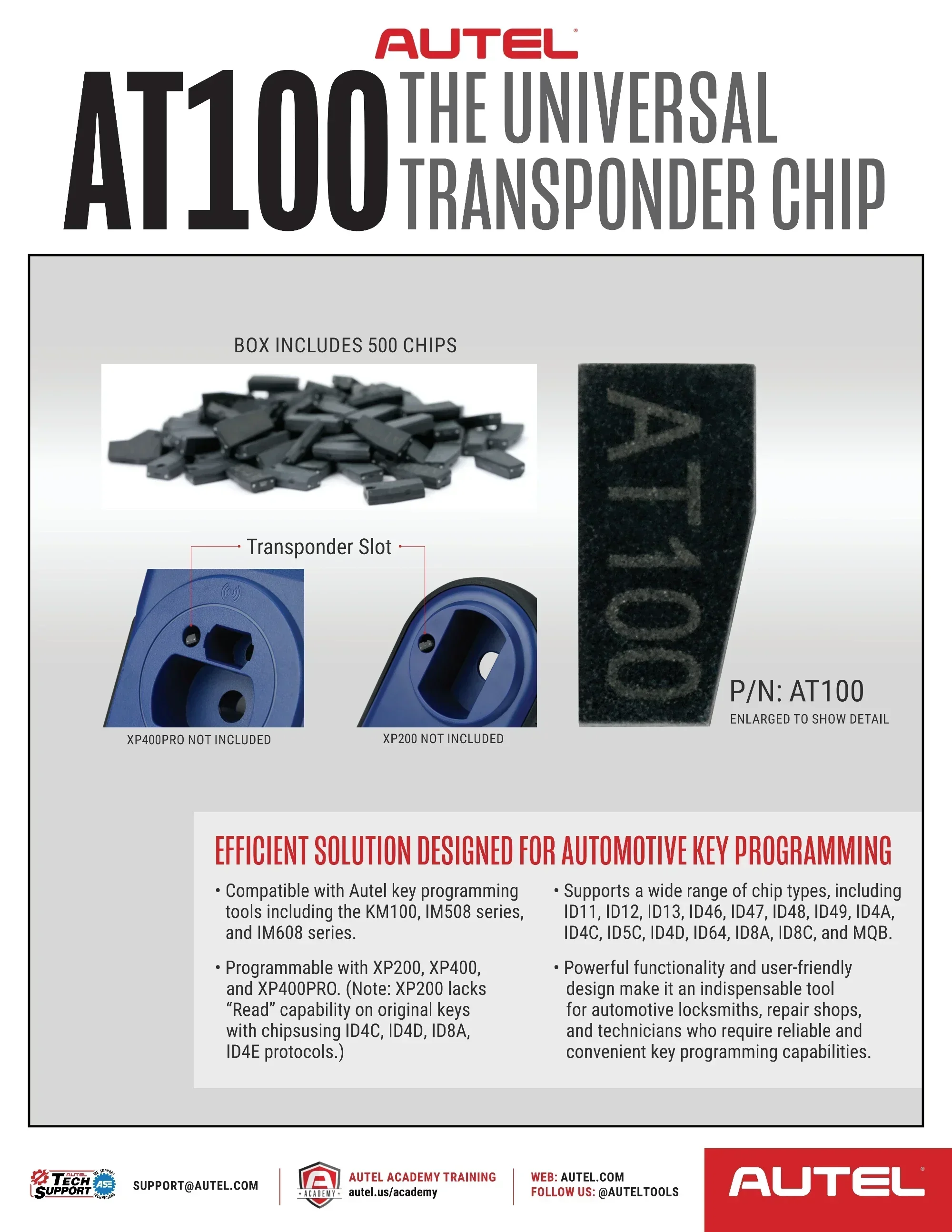 5PCS Original neueste Version Autel AT100 Universal-Transponder-Chip kompatibel mit KM100, IM508, IM608 – Detail 1