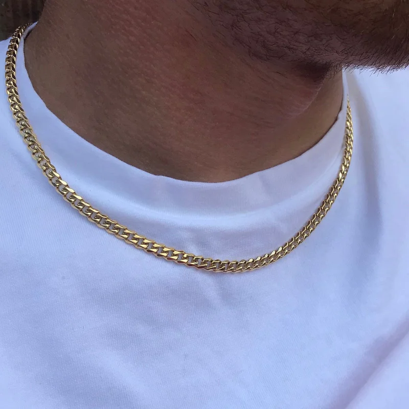 2022 Classic Rope Chain Men Necklace Width 2/3/4/5 MM Stainless Steel Figaro Cuban Chain Necklace For Men Women Jewelry