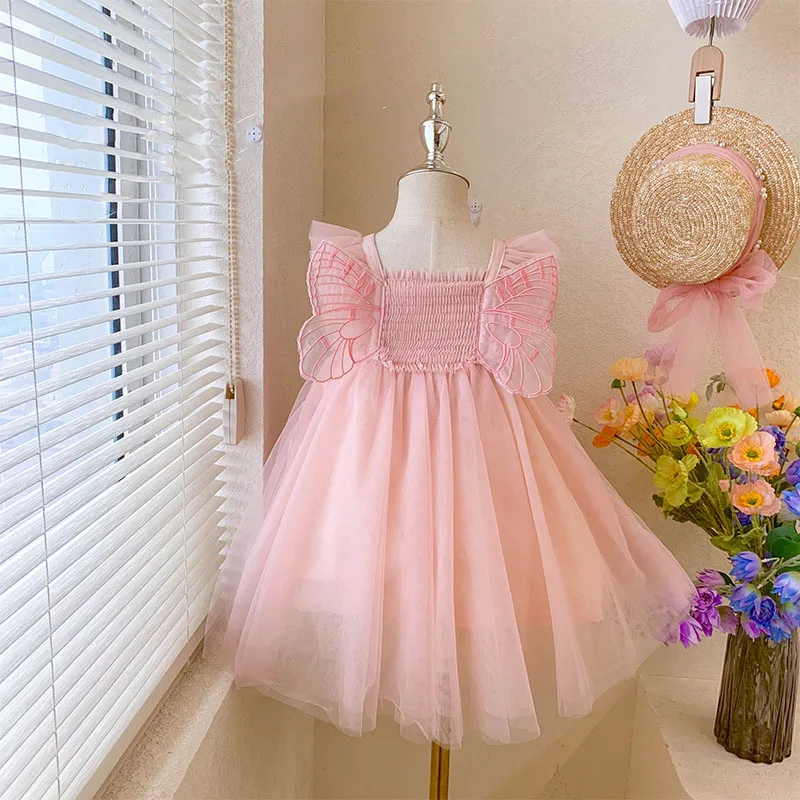 

2023 Girls' Summer New Dress Children's Fashionable Clothing Girl's Personalized Classic Princess Fluffy Mesh Dress