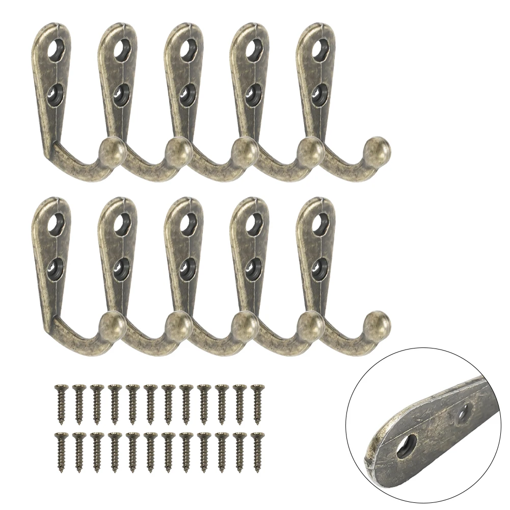 

10 Piece Clothes Hook Robe Hook Small Storage Hook Hanger Wall Mounted With Screws Vintage Bathroom Bedroom Cloakroom