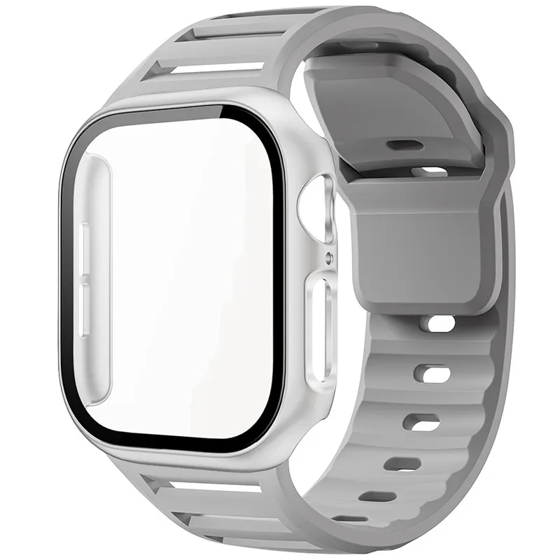 Sport Silicone Strap with Glass and PC Case