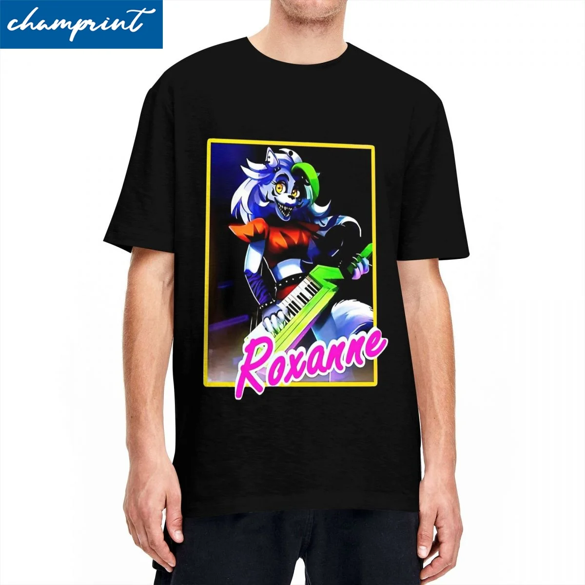 Priting Roxanne Wolf Fnaf T-Shirt Uomo Cotone Manica Corta Girocollo Vestiti Estivi