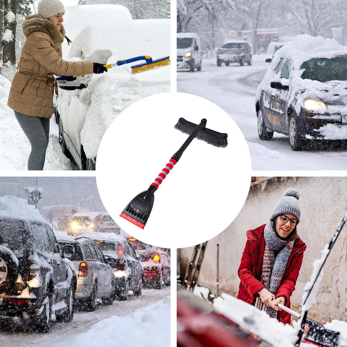 Winter Auto Cleaning Brush EVA Foam Handle Multipurpose Snow Cleaning Brush Detachable Ice Scraper Emergency Snow Remover Shovel