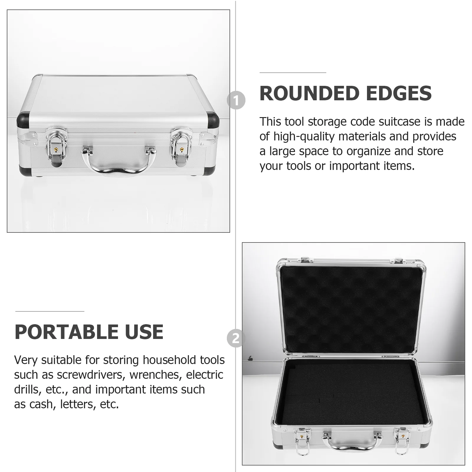 Aluminum Briefcase Lock Silver Aluminum Briefcase Men Or Women Tool Storage Box Foam Travelers Luggage Craftsman Travel Cash