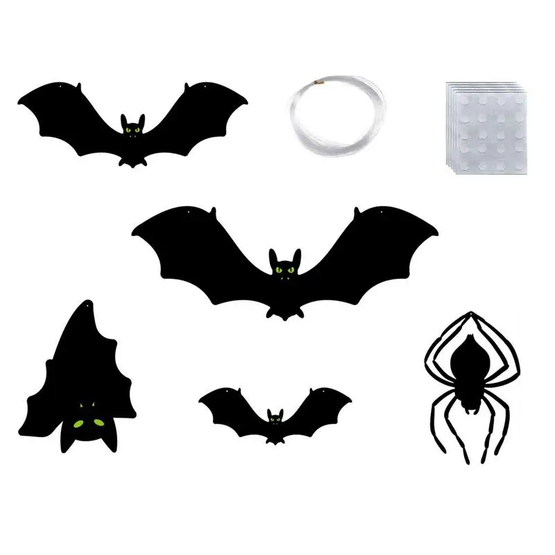 12 pipistrelli da appendere per Halloween con occhi luminosi