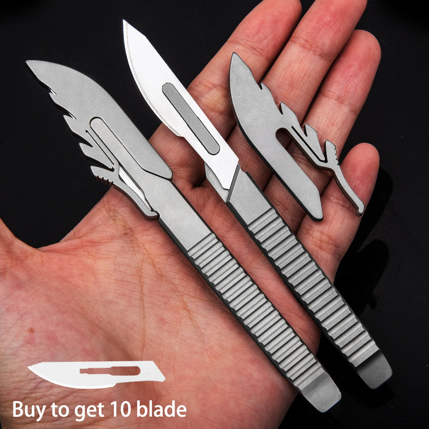 

Titanium Alloy Scalpel Thickened New Carving Knife EDC Multi-function Tool Give Away Cover And No.24 Blade