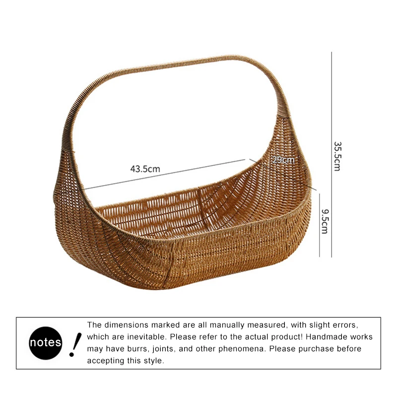 Vine Woven Fruit Storage Basket Hand Woven Basket Gift Picnic Home Kitchen storage box storage tray