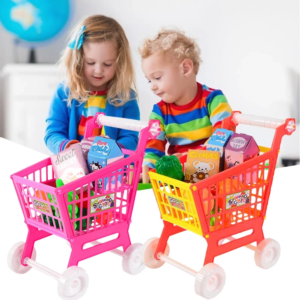 Shopping cart toy 21 Pieces Trolley Toys Interactive Play Set Shopping Cart Play Set Role Toys Pretend Educational Toy for Children Kids