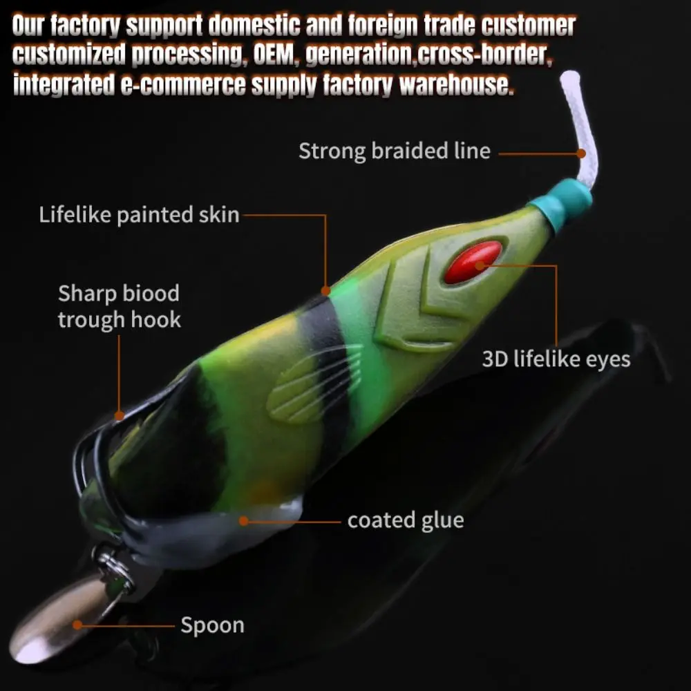 15g 8cm Topwater Soft Frog Fishing Lure Catfish Silicone Artificial Sea Bass Trout Wobblers Crankbait With Hook - 2